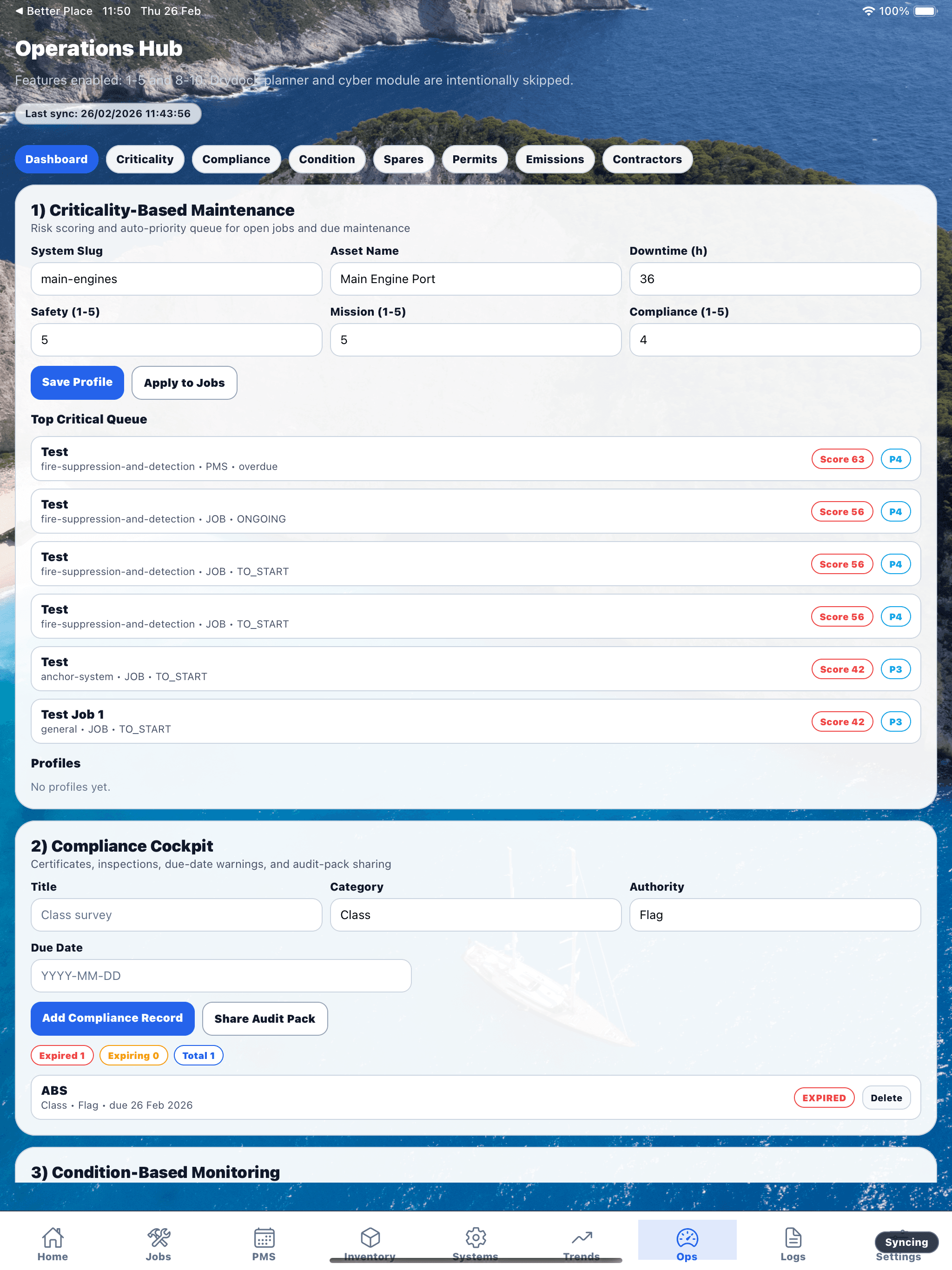 Operations and approvals screenshot